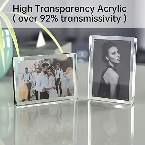 Tomorotec [4 X 6] 2-Pack High Transparency Magnetic Picture Frames Frameless, Acrylic Photo Frame Double Sided Free Standing Desktop Display Stand #TOP2