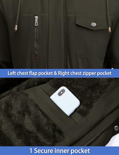 Image of TACVASEN Men's Jacket-Casual Winter Cotton Military Jacket Standard Length Thicken Hooded Cargo Coat