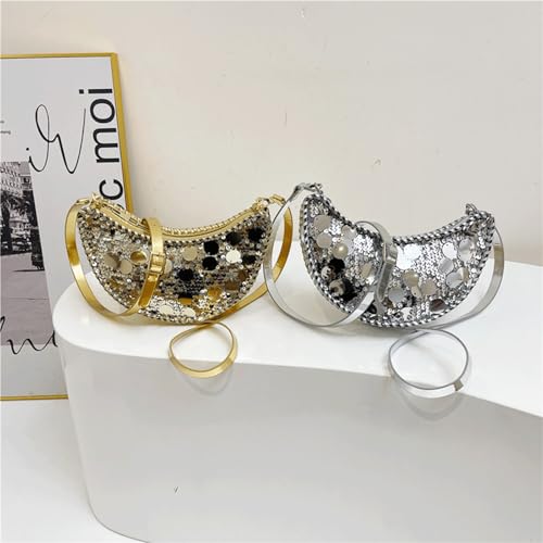 Sequin Purse Sparkly Sequin Purse Y2K Crescent Bag Bling Crossbody Shoulder Bag Zipper Trendy Gift Women Girls3