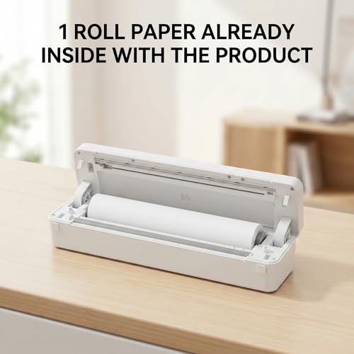 Image of EKIY 2026 Mini Wireless A4 Portable Inkless Thermal Printer with Roll Paper Storage| Rechargeable 2600mAh Type-C | Android, iOS & Laptop with Bluetooth /USB Interface |1 Year Warranty (White)