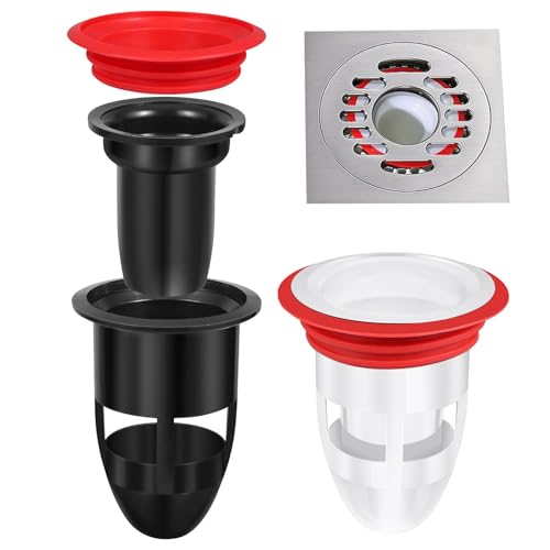 MUSISALY Desagüe Antiolores de Suelo Filtro para Ducha, Núcleo de Silicona Negro, Prevención de Malos Olores y Drenaje para Cocina y Garaje, 2 Piezas