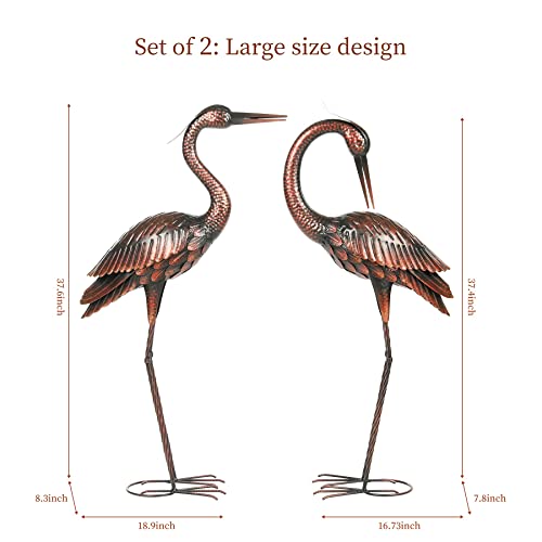 Kircust Crane Garden Sculptures & Statues Heron Decoy Large Size Metal Birds Yard Art Standing Vintage Brass Heron Lawn Ornament Outdoor Decorations 37 Inches Set Of 2 thumb #2