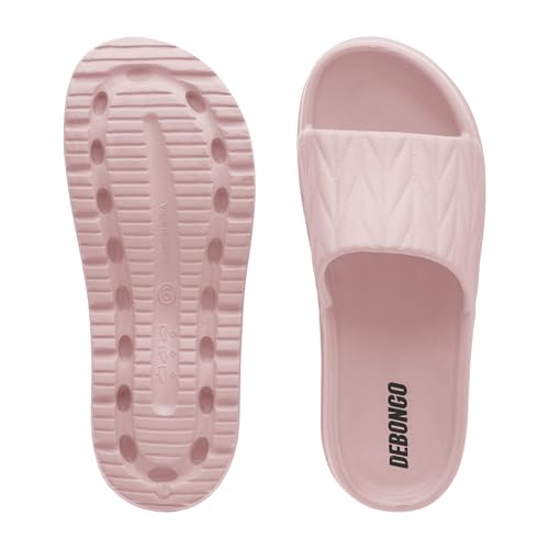 Image of DEBONGO Women's EVA Slider Sandals - Textured Open-Toe Slip-On with Cushioned Footbed | Lightweight Flat Sliders for Daily, Indoor & Outdoor Wear