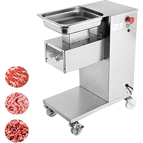HayWHNKN 4mm Meat Cutter Machine Meat Cutting Machine QE Meat Slicer Commercial for Meat Slice/Shredded Meat Stainless Steel 1100lbs/Hour Cover
