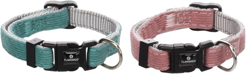 Halsband Hund - hundehalsband - Flamingo Elfi Nylon mit Cord Welpen Halsband Mehrfarbig XXS | 15-25cm x 10mm x 2mm