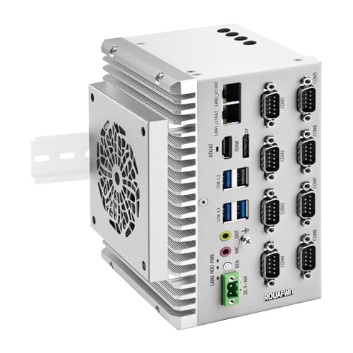 ROUAFWIT Industrial Mini PC Fanless Embedded Computer i7 1255U Dual LAN 8COM 4USB DP+HD 4K60Hz Dual Display Auto Power On DDR4 0G RAM 0G SSD