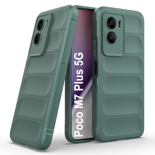 Image of Zapcase Back Case Cover for Poco M7 Plus 5G | Compatible for Poco M7 Plus 5G Back Cover | Liquid Silicon Magic Case with Camera Protection | Dark Green