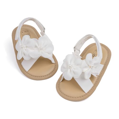 Image of Miamooi Infant Baby Girls Boys Sandals Summer Bowknot Crib Shoes Toddler Pu Leather Flower Soft Rubber Sole Dress Flats First Walker Shoes