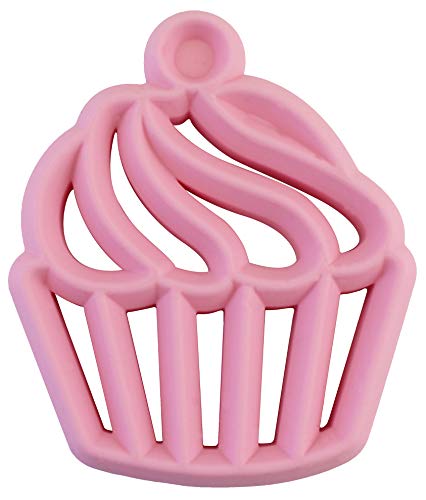 Image of Itzy Ritzy Silicone Baby Teether – BPA-Free Infant Teether with Easy-to-Hold Design & Textured Back Side to Massage & Soothe Sore, Swollen Gums - Teething Toy for 3 Months & Up - Cupcake