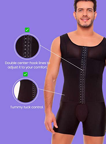 Fajitex Compression Garments Fajas Colombianas Para Hombre Bodysuit Shapewear Shirt Girdle For Men Shaper Liposuction (Beige, Large) #TOP3