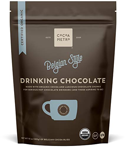 Cocoa Metro Organic Belgian Drinking Chocolate (3-Pack), hot cocoa with chunks of smooth chocolate, European craft cacao roasting brings out fullest chocolate flavor, Non-GMO hot chocolate