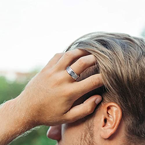 Image of MEENAZ Ring for Men Mens couples gents unisex Boys Boyfriend Friends Stainless Steel thumb Band Stylish proposal Couple blue Silver Platinum combo Valentine gifts Anniversary chain Finger RINGS 120