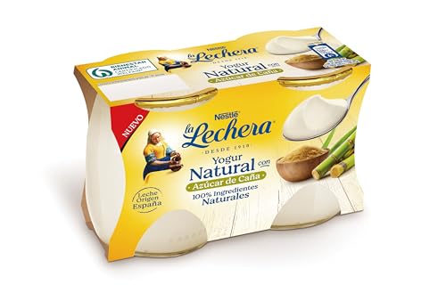 La Lechera Yogur Vidrio Natural con Azúcar de Caña 2x125g