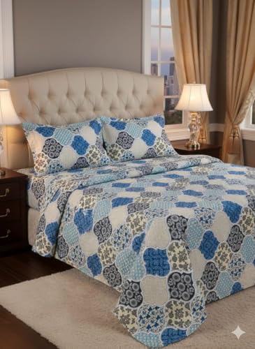 Image of 3D Printed 144 Tc Microfiber Double Bedsheet with 2 King Size Pillow Covers Breathable | Wrinklfree | Summer | Topsheet (90 x 90 Inches)