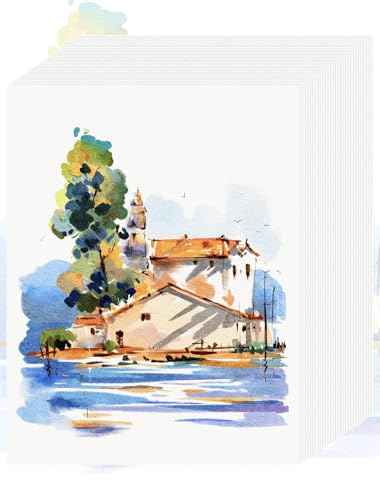 30 Sheets Watercolor Paper 8.5 x 11 Cold Press Watercolor Paper Bulk 110 LB/230 GSM Water Color Paper Pad 8.5 x 11 Watercolor Supplies for Kids Adults Paint Paper for Sketching Acrylic Gouache