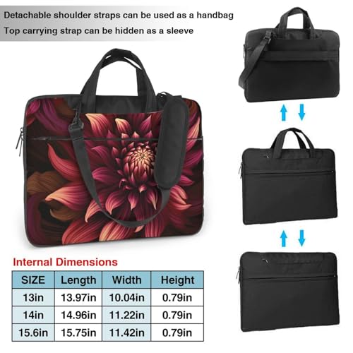 Bolso Tote para Laptop con Diseño Floral Rojo Vino miniatura 2