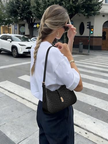 Image of CLUCI Woven Shoulder Bag for Women, Small Vegan Leather Purse