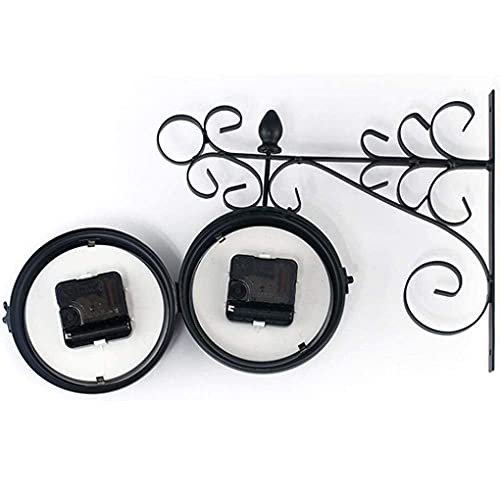 Horloges d'extérieur en métal de style rétro avec cadran rotatif à montage mural durable - 5