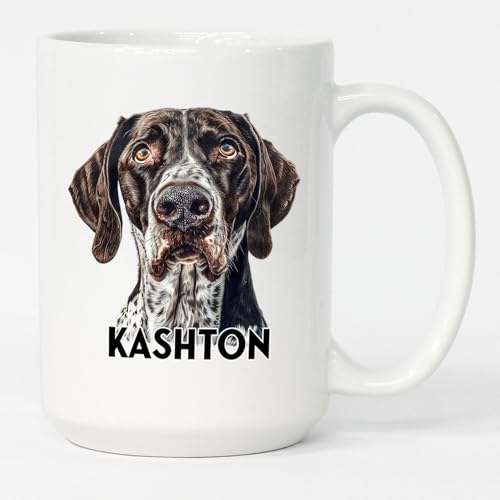 Personalized German Shorthaired Pointer White Coffee Cup, Customized Name German Shorthaired Pointer Ceramic Teacup Gifts For Men Women Dog Lovers, German Shorthaired Pointer Coffee Mug 11 Oz 15 Oz