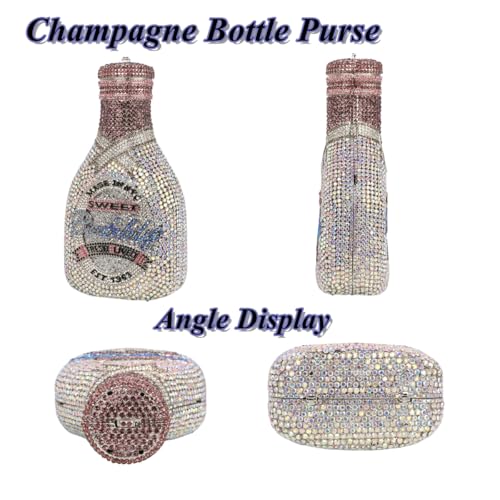 Image of Rhinestone Champagne Bottle Clutch, Luxury Evening Bag for Women