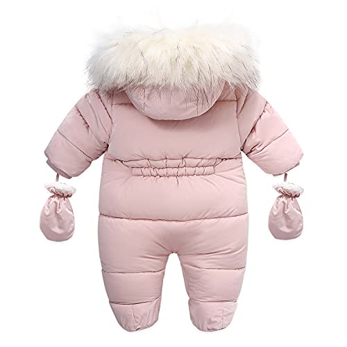 Tengoait Infants Girls Spring Fleece Pram Snow Suits Baby Boy Christmas Hooded Wearing Coat Unisex Baby Cartoon Mittens Onesie Winter Outwear Footie Pink For 12-18 Months M(10) #TOP1