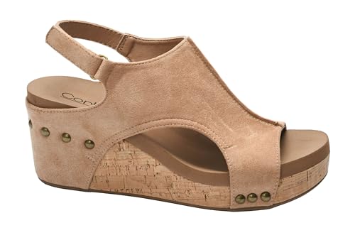 Image of Corkys Footwear Womens Carley Wedges, Featuring Corkys EVA Foam Cushioned Insoles, A 2.5 Inch Heel, Lightweight For All Day Wear, And Hook And Loop Closure