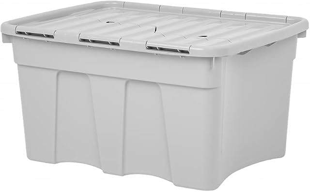 Keto Plastics GREY STORAGE BOX 54L WITH GREY LID CROC BOX WHAM HEAVY DUTY BOX