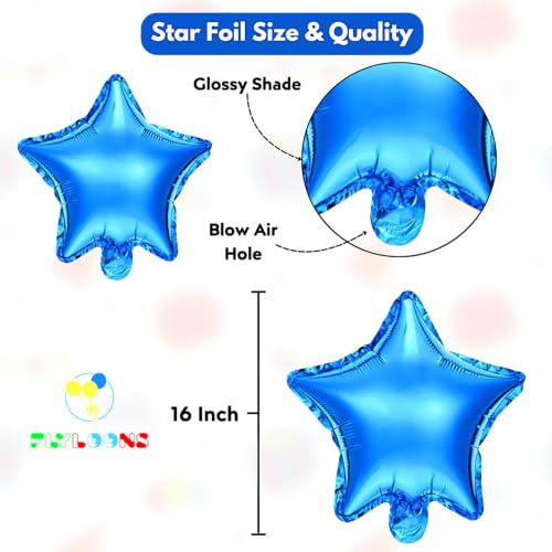 Image of Flyloons 35th Happy Birthday Decoration Kit Blue White for Boys Girls Men Women Adults With 20 Pcs Metallic Balloons Birthday Banner 2 Pcs Star Items Set