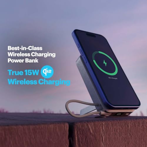 Image of Stuffcool Odin 10000mAh Qi2 MagSafe Powerbank with 15W Wireless Charging, 35W PD Wired Output, Built-in Type-C Cable, Stand, Digital Display, for iPhone, Pixel, Samsung, AirPods