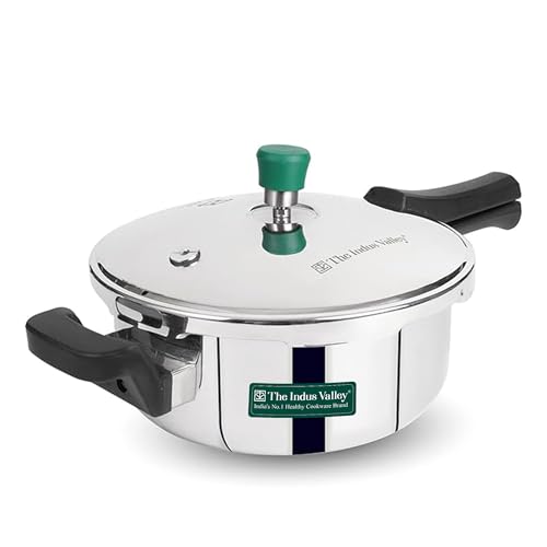 Image of The Indus Valley Triply Stainless Steel 3.5 litres Pressure Cooker /Pressure Pan - Outer Lid | Also Use As Deep Fry Pan | Induction Friendly | ISI-Certified, 3-Layer Body, Toxin-Free, 5 Y Warranty