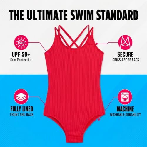 Image of Kanu Surf Girls' Reese UPF 50 Beach Sport Criss-Cross One Piece Swimsuit