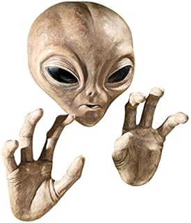 Design Toscano PD0434 Roswell The Alien Wall Sculpture Plaque, 33 cm, Set of Head and Two Hands, Polyresin, Full Colour