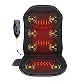 CuPiLo Back Massager Chair Pad,Massage Seat Cushion,4 Vibration Intensities & 2 Heat Levels,Electric Back Massager for Back Pain Relief,Body Massager,Gifts for Men,Women,Him,Her