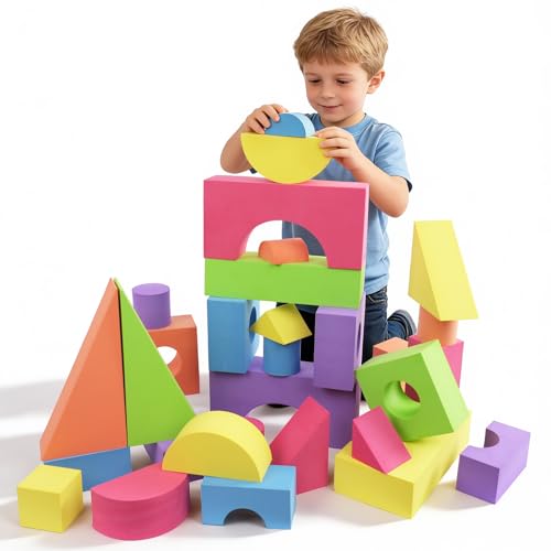 Bingyouth Large Building Foam Blocks for Toddlers, EVA Stacking Foam Building Blocks Toy Set, Non-Toxic, Washable, Early Learning Construction Toys &...