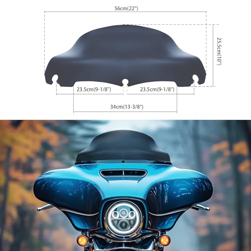 Image of JMTBNO Smoke 9 inch Motorcycle Wave Windshield Windscreen Compatible with 2014-2023 Harley Davidson Touring Street Glide Electra Glide Ultra Limited Tri Glide FLHT FLHX FLHXS FLHTK