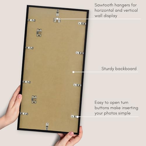 Americanflat 12x24 Picture Frame with Polished Plexiglass - Streamline Collection - Thin Border Picture Frame for Wall Display - Hanging Hardware Included - Black