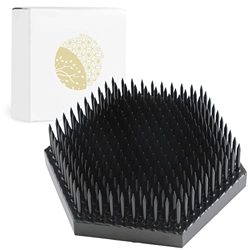 Wazakura Black Hexagon Kenzan, Japanese Ikebana Flower Holder pin cushion 2.6" (68mm)