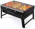 Barbecue Grill Charcoal Grill Barbecue Portable BBQ - Stainless Steel Folding Grill Tabletop Outdoor Smoker BBQ for Picnic Garden Terrace Camping Travel 15.35''x11.41''x2.95''