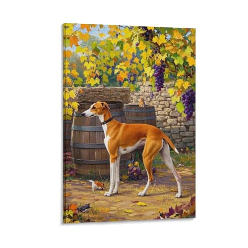 Tableau Whippet et feuilles d'automne pour réchauffer l'ambiance de la chambre