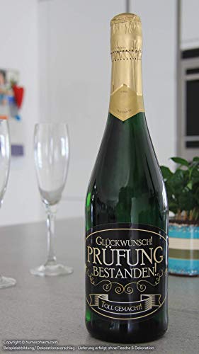 "TEST BESTANDEN - 2023 - Toll gemacht!" sticker champagnefles wijnfles zelfklevend - waterdicht ("Standard" Edition) - Image 5