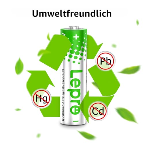 Lepro AA Batterien, 100 Stück, Alkaline Batterie AA mit 1.5V - Langlebig, Leistungsstark & Auslaufsicher, Ideal für Fernbedienungen, Spielzeug, Uhren, Taschenlampe UVM 4
