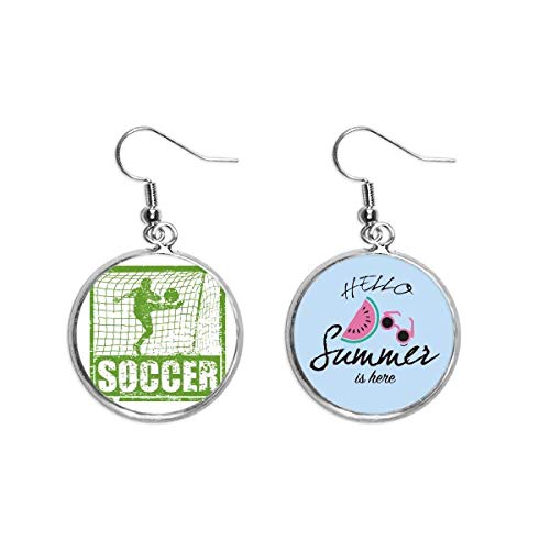 Pendientes de sandía y fútbol anticaída para lóbulo oreja sensible verano