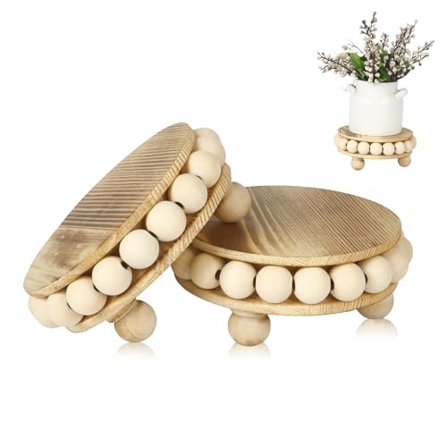 yunmanqiji Wood Risers for Decor (2-Pack) 4-Inch Round Pedestal Stands