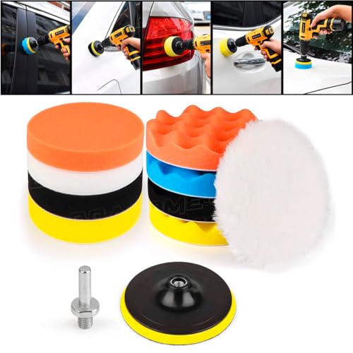 Kit Para Polimento 3 Polegadas Automotivo 11 Peças Com Adaptador M10 para Furadeira Parafusadeira Conjunto de Boinas para Polir Carro Moto