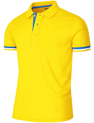 BCPOLO Men's Polo Shirt Short Sleeve Dri Fit Athletic Golf Polo Shirt Casual Polo Shirt Yellow-L (Asia-XXL)