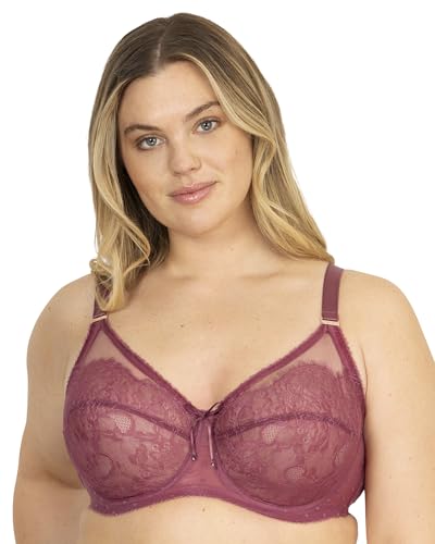 Image of Smart & Sexy Women's Full Coverage Unlined Underwire Bra, Lace & Mesh See Through Bra, Plus Size Lingerie Inspired Retro Bra