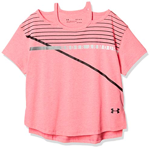 Under Armour Girls Finale Tee, Penta Pink Light Hea (975)/Black, Youth Medium