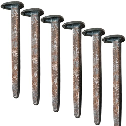 6 Pack 6.5 Inch Railroad Spikes Carbon Steel Large Size Home Garden Art Decor Outdoor Stakes Hang Heavy Duty Bulk Metal Railway Spikes Rusting Blacksmithing Gifts for Knife Forging