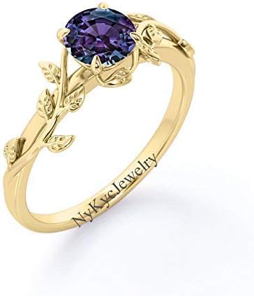 Alexandrite Engagement Ring, Ring For Her Sterling Silver, Rose Gold Boho Ring, Personalized Ring For Women, Leaf Engagement Ring Rose Gold