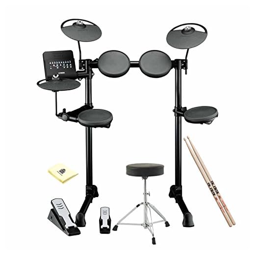 Yamaha DTX402K Complete Electronic Drum Kit included Double Braced Drum Throne, Drum Sticks and Zorro Sounds Drum Polishing Cloth